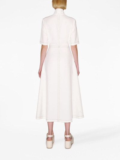 Shop Rosetta Getty Contrast-stitching Short-sleeve Dress In White