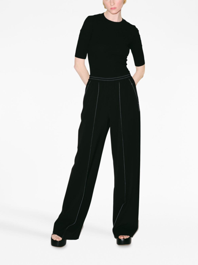 Shop Rosetta Getty Wide-leg Elasticated-waistband Trousers In Black