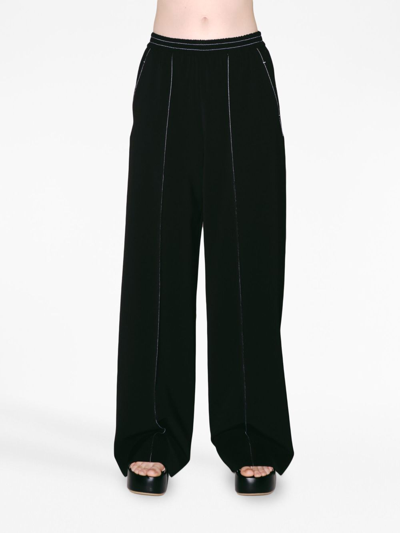Shop Rosetta Getty Wide-leg Elasticated-waistband Trousers In Black