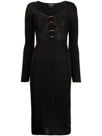 Shop Tom Ford Cut-out Midi Dress In Black