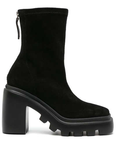 Shop Vic Matie Square-toe Suede Boots In Black