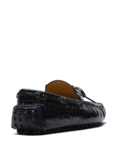 Shop Car Shoe Crocodile Effect Loafers In Blue