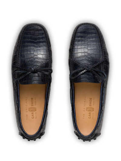 Shop Car Shoe Crocodile Effect Loafers In Blue