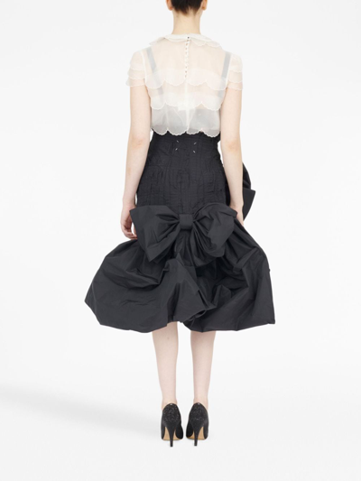 Shop Maison Margiela Bow-detail Ruffled Skirt In Black