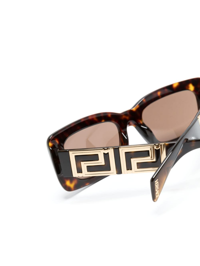 Shop Versace Square-frame Sunglasses In Brown