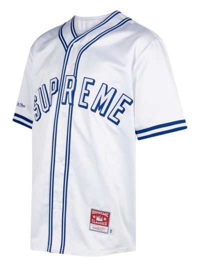 Shop Supreme Mitchell & Ness Satin Baseball Jersey T-shirt In White
