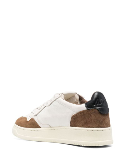 Shop Autry Logo-patch Leather Sneakers In Neutrals