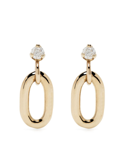 Shop Zoë Chicco 14kt Yellow Gold Oval Diamond Hoop Earrings