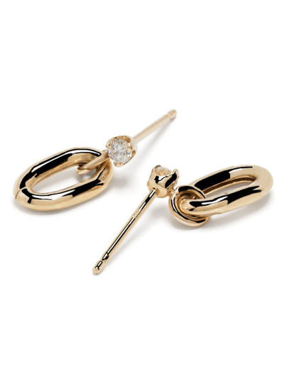 Shop Zoë Chicco 14kt Yellow Gold Oval Diamond Hoop Earrings