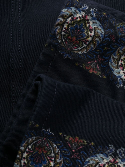 Shop Etro Floral-stripes Straight-leg Jeans In Blue