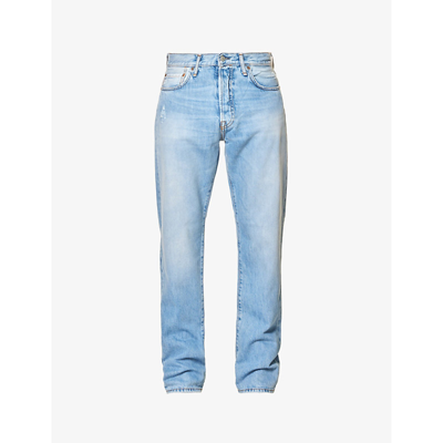Shop Acne Studios Mens Light Blue 1996 Faded-wash Straight-leg Mid-rise Organic-denim Jeans
