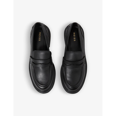 Shop Reiss Adele Chunky Cleated-sole Leather Loafers In Black