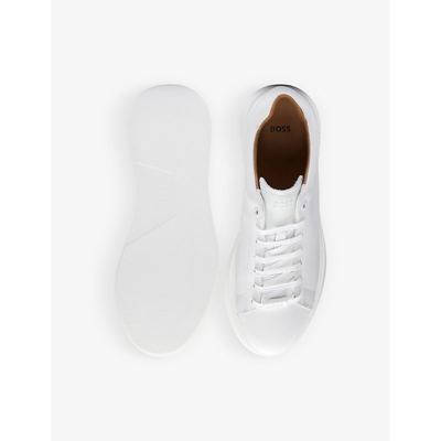 Hugo Boss Boss Mens White Leather Low-top Trainers In White