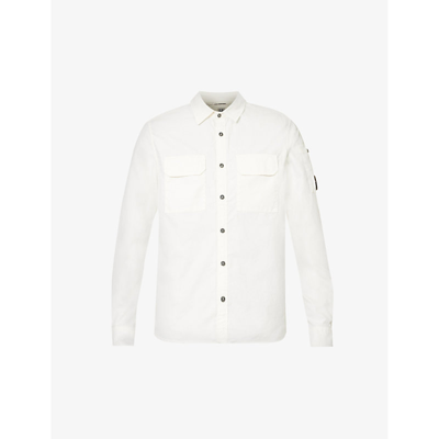 Shop C.p. Company Cp Company Men's Gauze White Lens-pocket Button-down Cotton-poplin Shirt