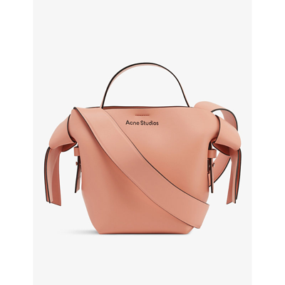 Shop Acne Studios Salmon Pink Musubi Mini Leather Shoulder Bag
