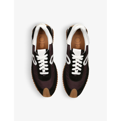 Shop Loewe Flow Runner Monogram Leather And Shell Trainers In Blk/other