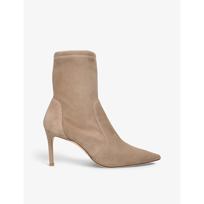 Shop Stuart Weitzman Stuart Stretch Panelled Heeled Suede Ankle Boots In Brown