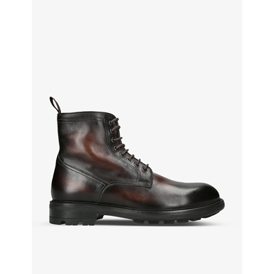 Shop Magnanni Men's Dark Brown Army Leather Boots