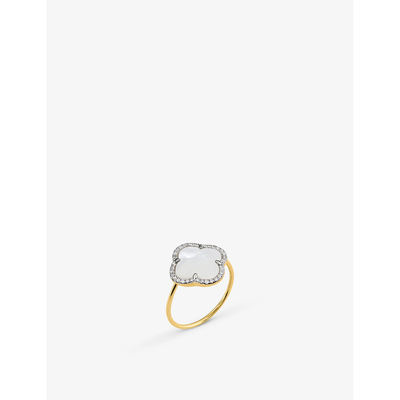 Shop The Alkemistry Women's Yellow Gold Morganne Bello 18ct Yellow-gold And Diamond Mother Of Pearl Ring