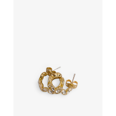 Shop Ted Baker Sennay Brass And Crystal Hoop Earrings In Gold-col