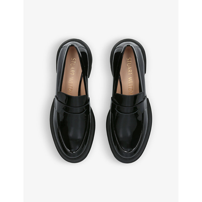 Shop Stuart Weitzman Women's Black Soho Track-sole Patent-leather Loafers