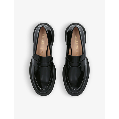 Stuart Weitzman Soho Glossed-leather Platform Loafers In Black