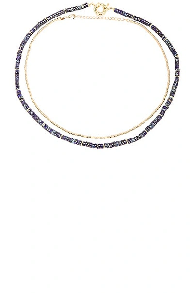Shop Jordan Road Jewelry Paradis 1 Stack Necklace In 18k Gold Plated Brass & Lapis