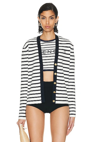 Shop Givenchy Sailor Cardigan In White & Navy
