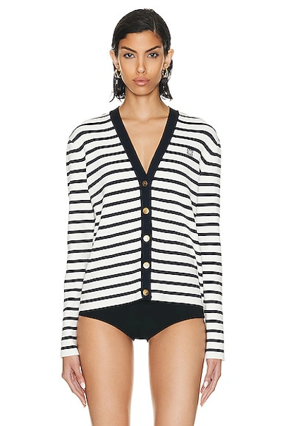 Shop Givenchy Sailor Cardigan In White & Navy