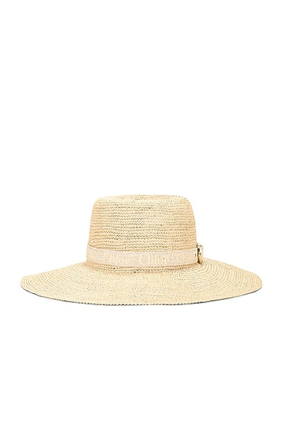 Shop Chloé Woody Hat In Straw Beige