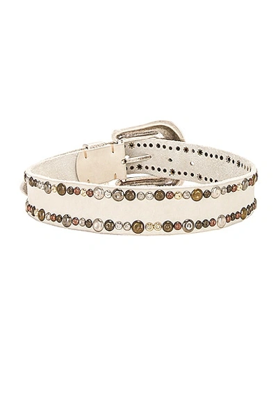 Shop Golden Goose Lace Washed Leather Stud Belt In Off White