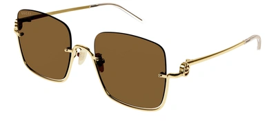 Shop Gucci Gg1279s 002 Square Sunglasses In Brown