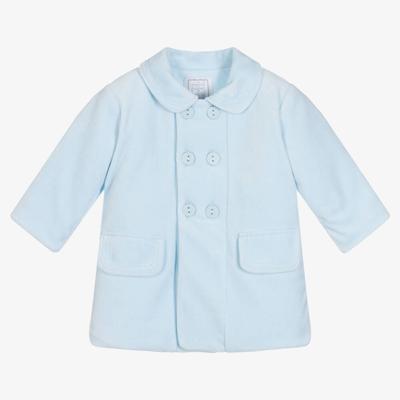 Shop Emile Et Rose Baby Boys Blue Velour Coat