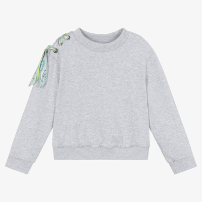 Shop Pucci Girls Grey Cotton Iride Sweatshirt