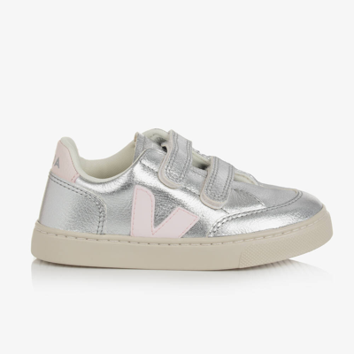 Shop Veja Girls Silver Leather V-12 Trainers