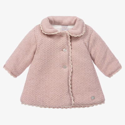 Shop Paz Rodriguez Baby Girls Pink Cotton Knit Coat