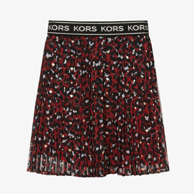 Shop Michael Kors Girls Red Pleated Chiffon Skirt