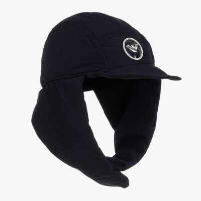 Emporio Armani Kids Boys Navy Blue Padded Trapper Hat ModeSens