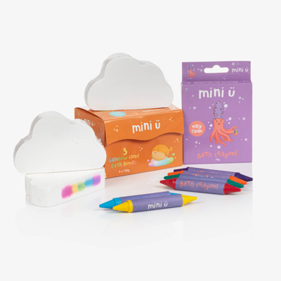 Shop Mini U Crayons & Clouds Bath Bomb Gift Set In Orange