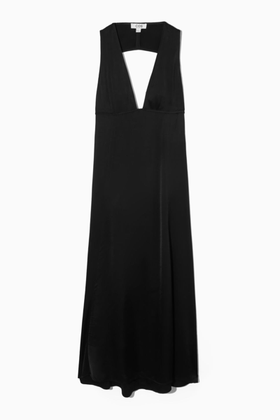 Shop Cos Plunge Open-back Maxi Dress In Black