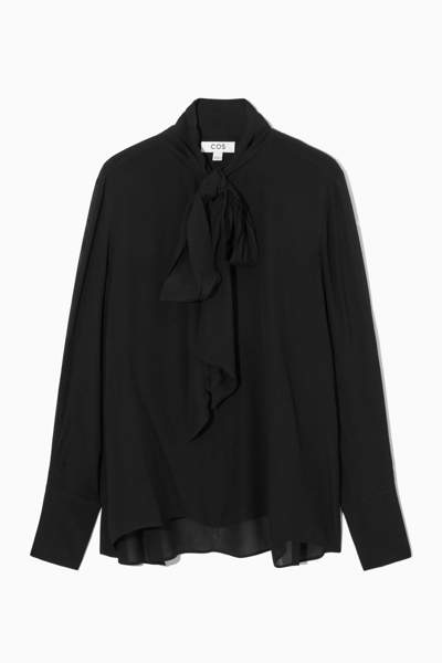 Cos Bow Voile Blouse In Black