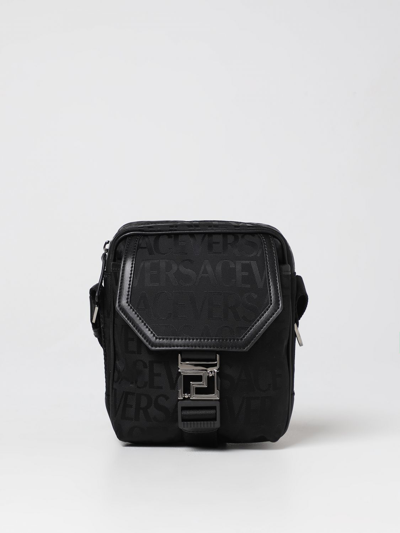 Shop Versace Bag In Jacquard Nylon In Black