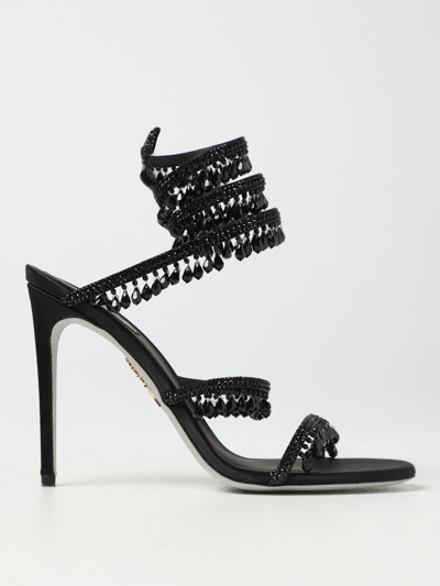 Shop René Caovilla Chandelier Sandals In Rhinestone Crystals In Black