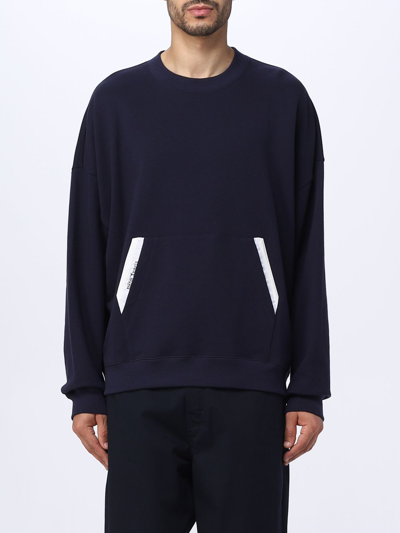 Palm Angels Brushed Cotton Sartorial Tape Sweatshirt In Blue
