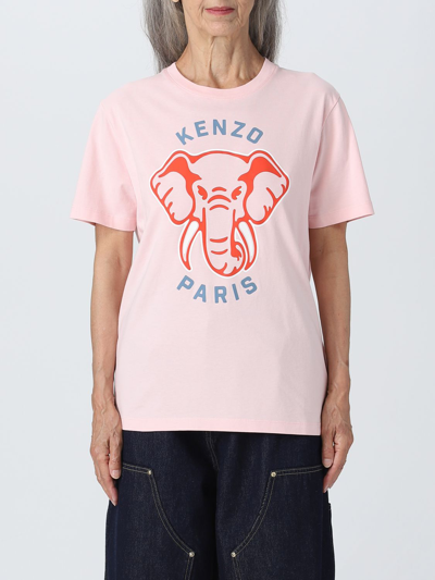 Shop Kenzo Elephant Varsity Jungle Cotton T-shirt In Pink