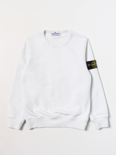 Shop Stone Island Junior Cotton Sweatshirt In Ivory