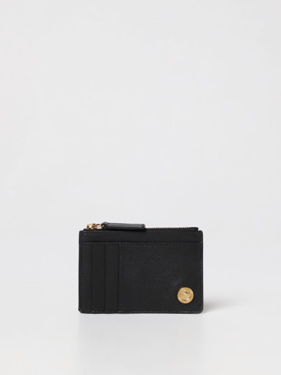 Shop Versace Credit Card Holder In Smooth Leather In Black