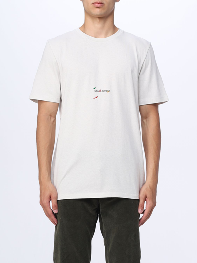 Shop Saint Laurent Cotton Jersey T-shirt With Logo In White