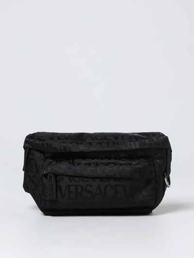 Shop Versace Pouch In Jacquard Nylon In Black