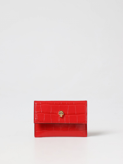 Shop Alexander Mcqueen Leather Credit Card Holder In Red